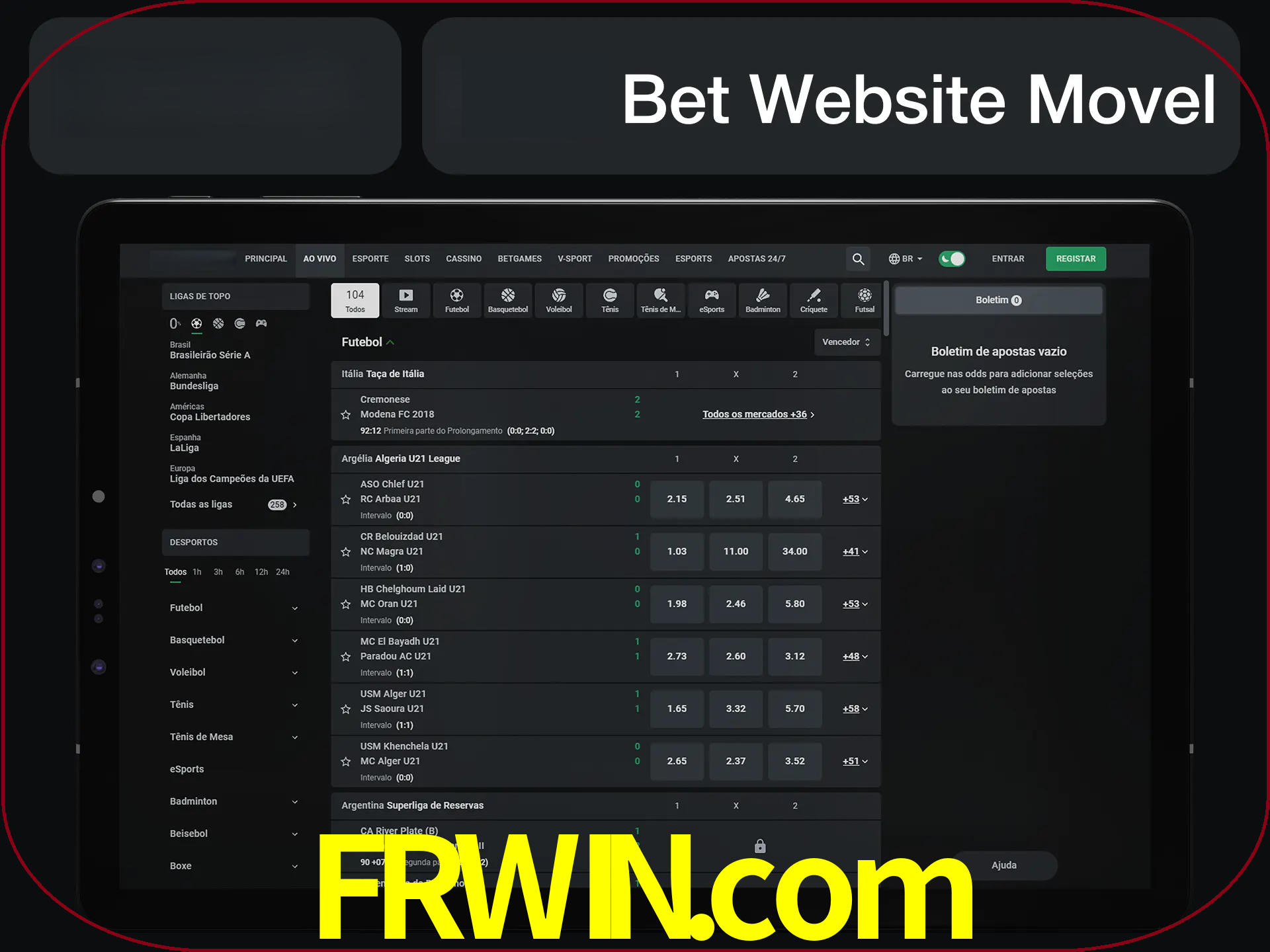 Use nosso website em qualquer dispositivo.